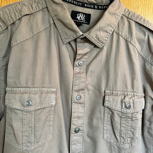Rock & Republic short sleeve button down shirt, mens size XXL - Picture 4 of 10